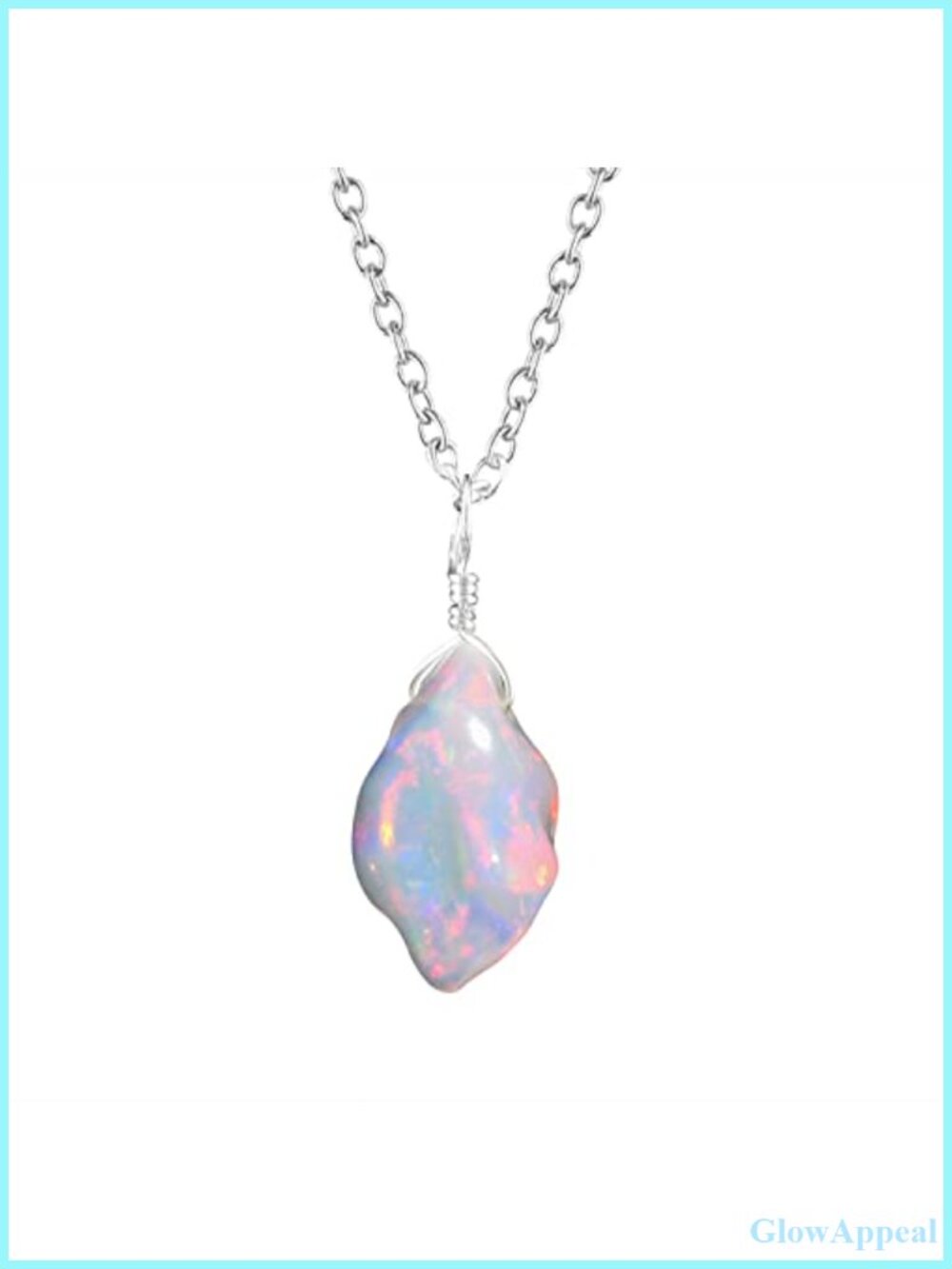 Raw Ethiopian Opal Pendant Necklace Silver Plated 18" Handmade Healing Gift
